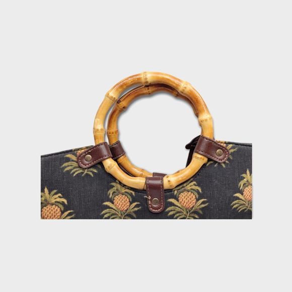 Relic By Fossil Pineapple Handbag Bamboo Black Cruise Tropical Purse Vacation - Picture 7 of 11